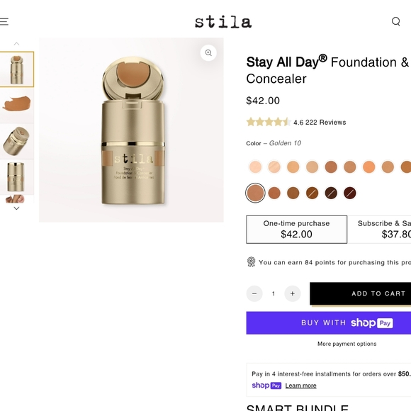 STILA Stay All Day Foundation & Concealer NIB 10 GOLDEN - Picture 5 of 9